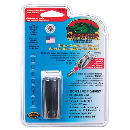 Gator Grip Gator Grip 3/8 in. X 3/8 in. drive Metric and SAE 6 Point Socket 1 pc ETC120 #20120A